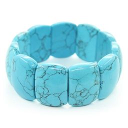 Браслет Лео крупный, бирюза голубая (имитация)