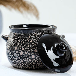 Горшочек для запекания Борисовская керамика «Мрамор», 650 мл, 12.5×12.5 см, чёрный