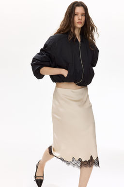 Falda lencera con ribete de encaje - H&m фото 5