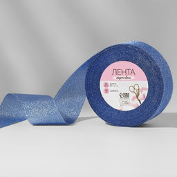 Лента парчовая, 40 мм, 23 1 м, цвет синий №037 - Арт узор фото 3