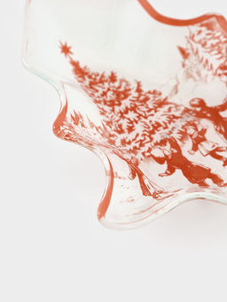 Блюдо сервировочное новогоднее Доляна Новогодние забавы, 17.7?18.5?3.5 см, стекло, белое, красное