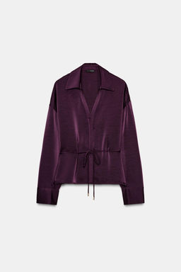 SATIN BLOUSE WITH THIN BELT - Zara фото 6