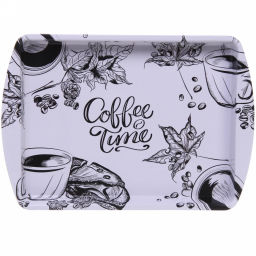 Цена за 3 шт. Поднос жестяной "Coffee time" 20*14см, белый