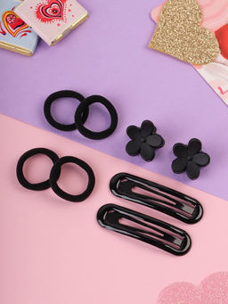 Цена за 12 шт. Набор для волос «Эстер»: 10 резинок, 2 см, 4 краба 2 см, 2 невидимки 6 см, цветок, чёрный