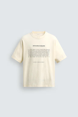 CAMISETA TEXTO ESTAMPADO / Blanco roto