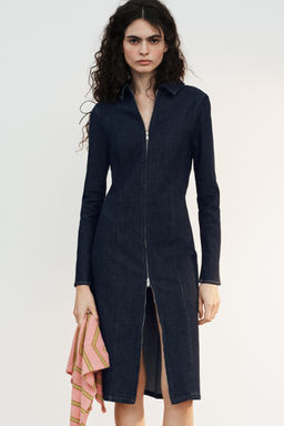 VESTIDO DENIM TRF  CREMALLERA / ?ndigo oscuro - Zara фото 2