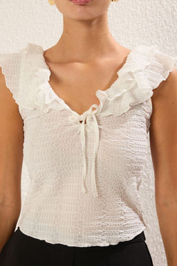 Siyah Fitted/Vucuda Oturan Buzgu/Drape Detayl? Esnek Orme Bluz TWOSS25BZ00274 - Trendyolmilla фото 7