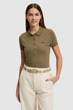 Kad_n Haki Polo Yaka Basic Ti__rt
