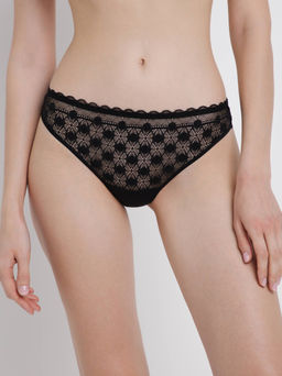CONTE DOTS LBR 1544 Бесшовные трусы бразилиана с кружевом black