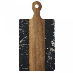 Доска разделочная деревянная Acacia 35х17х1,2 см, прямоугольная, вставка черный мрамор, Regent (Китай)