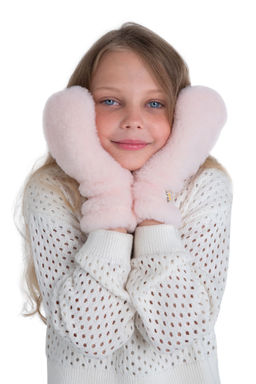 Варежки детские меховые ваниль - Woollamb фото 20