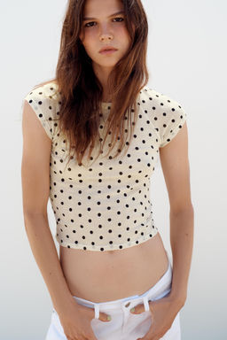 CAMISETA SUPIMA® MANGA CORTA LUNARES / Blanco - Zara фото 2