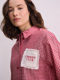 Рубашка из хлопка в клетку / Zarina фото 7