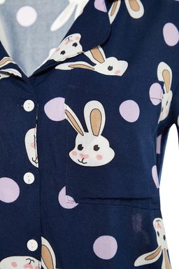 Trendyolmilla Cok Renkli Tavsan Desenli Viskon Dokuma Pijama Tak?m? THMAW21PT0048 фото 15