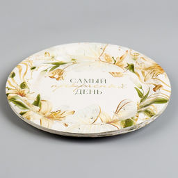 Цена за 10 шт. Тарелка одноразовая бумажная Самый прекрасный день, 18 см