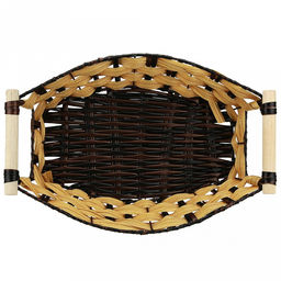 Корзина-сухарница плетеная Береста 31,5х22,5см h6,5см, полипропилен, бежевый, деревянные ручки, металлический каркас, форма лодочка (Китай) - Домашняя мода фото 3