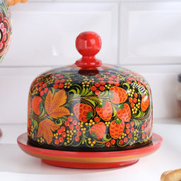 Масленка «Круг», 15×12 см, дерево хохлома