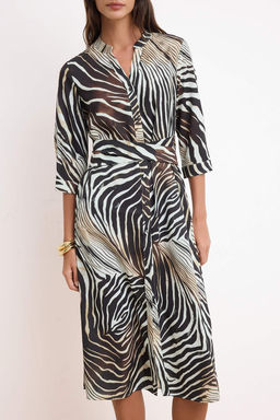 Siyah Kusakl? Animal Desen Maxi Dokuma Elbise TWOSS26EL00221 - Trendyolmilla фото 3