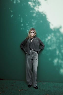 HIGH-WAIST TRF WIDE-LEG JEANS WITH CROSSOVER WAISTBAND - Zara фото 31