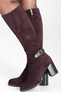 Сапоги из замши коричневые