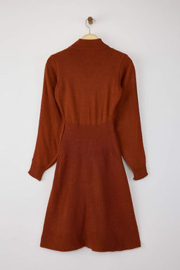 Kiremit Mini Triko Dantelli Elbise TWOAW22EL0011