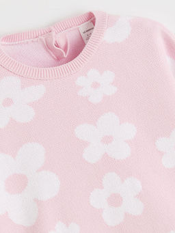 ?i?ek Desenli K?z ?ocuk Triko Kazak