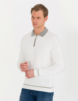 Ekru Slim Fit Fermuarl_ Polo Yaka Triko Kazak - Pierre cardin фото 2