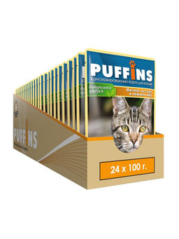 Puffins Picnic пауч д\кошек 85 г. Рыбное ассорти в желе 1/26 4610003549534 фото 2