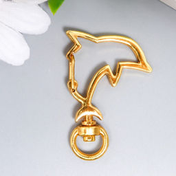 Цена за 5 шт. Карабин металл Дельфин золото 4,2х3,1 см - Simaland фото 2