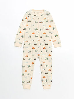 Bisiklet Yaka Bask?l? Erkek Bebek Tulum 2li