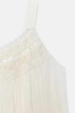 TOP SATINADO ENCAJE ZW COLLECTION / Blanco roto