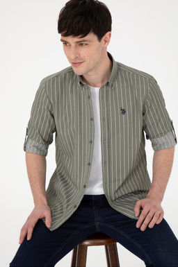 Мужская рубашка цвета хаки с длинным рукавом Неожиданная скидка в корзине - U.s. polo assn фото 3