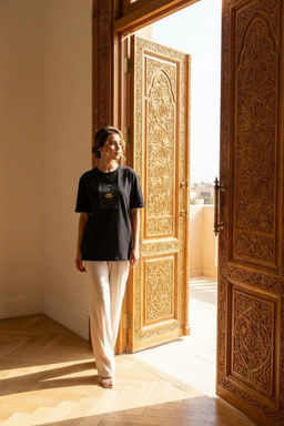 K13347 Футболка свободного кроя ЧЕРНЫЙ