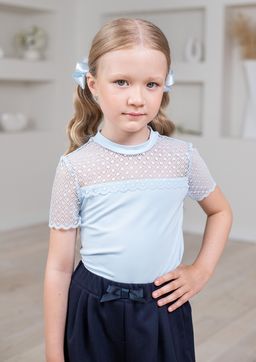 Мелина, блузка трикотажная голубой/122-60-54