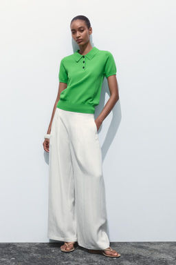 SHORT SLEEVE KNIT POLO TOP - Zara фото 2