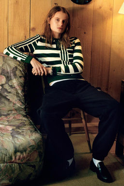 STRIPED POLO KNIT SWEATER