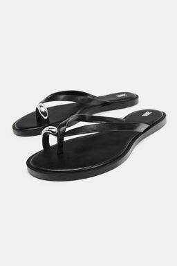 SANDALIA PLANA DETALLE MET?LICO / Negro - Zara фото 3