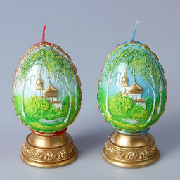 Декоративная свеча Пасхальное яйцо с берёзой МИКС