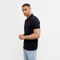 Футболка поло мужская MINAKU REGULAR FIT: чёрная, р-р 50