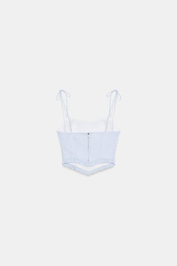 TOP CROP CORSETERO POPEL?N / Azul / Blanco - Zara фото 6