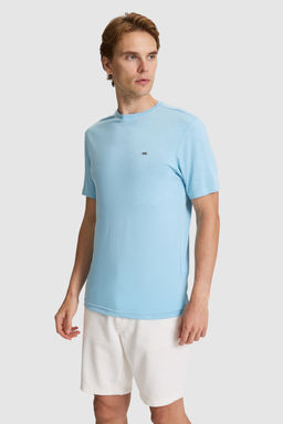 Erkek Mavi Regular Fit Bisiklet Yaka Basic Ti__rt