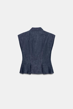 CAMISA PEPLUM HOMBRERAS CON LINO / ?ndigo - Zara фото 8