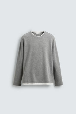 CAMISETA ACABADOS DOBLES CONTRASTE / Gris vigor? - Zara фото 6