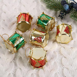 Цена за 2 шт. Ёлочные игрушки 6 шт. Барабан ёлочка, 3.53.5 см, МИКС