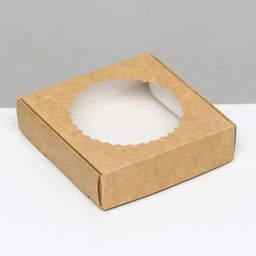 Цена за 3 шт. Коробка сборная, крафт, с окном, 11.5×11.5×3 см