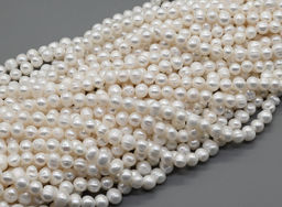 Бусины жемчуг овал 9*7мм цвет белый, 34см, 46 бусин Радуга камня