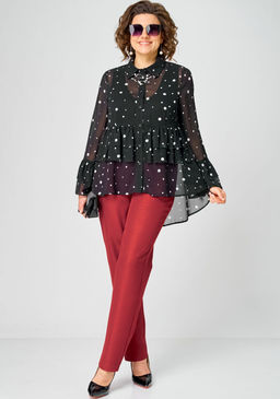 Блуза EVA GRANT 7221 принт горох