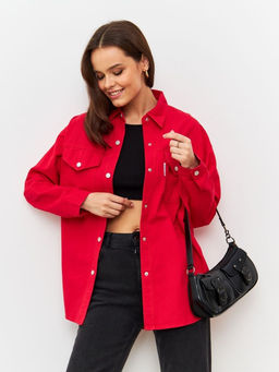 K10182 Джинсовая рубашка КРАСНЫЙ