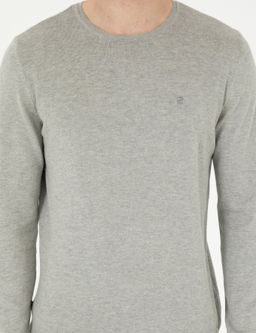 A__k Gri Melanj Slim Fit Bisiklet Yaka Basic Triko Kazak - Pierre cardin фото 6