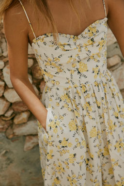 FLORAL PRINT POPLIN MIDI DRESS - Zara фото 2